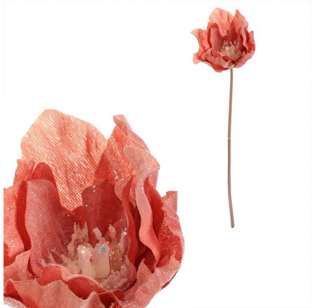 Čemeřice - umělý květ na stonku, cappuccino se třpytkami Čemeřice - umělý květ na stonku, cappuccino se třpytkami