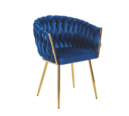 Sametová židle modrá - zlatý rám K7-FX G