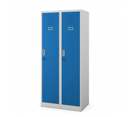 Kovová šatní skříň šedo-modrá: čtyřkomorová KACPER, 800 x 1800 x 500 mm