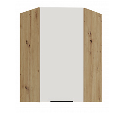 Horní rohová skříňka ARIA - 60x60 GN-90 1F (45°), Dub Artisan/Bílá Crystal AFM - (ANTI-Fingerprint)