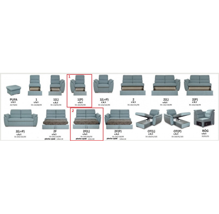 Pohovka MEDIOLAN 3 místa 1(P)- 2F(L)