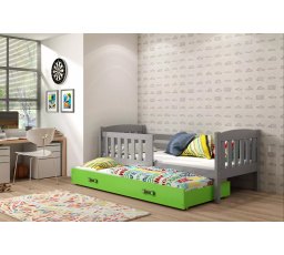 Dětská postel KUBUS s přistýlkou 80x190 cm, bez matrací, Grafit/Zelená