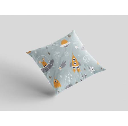 Krepový povlak na polštář 40x40 cm s dětským motivem vesmírné ufo Krepový povlak na polštář 40x40 cm s dětským motivem vesmírné ufo