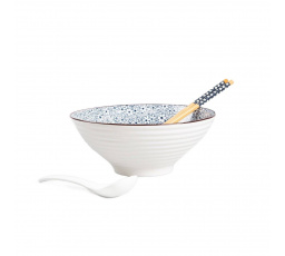 Ramen set SALADO v květinovém designu s hnědým okrajem 21 cm 727016
