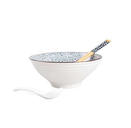Ramen set SALADO v květinovém designu s hnědým okrajem 21 cm 727016