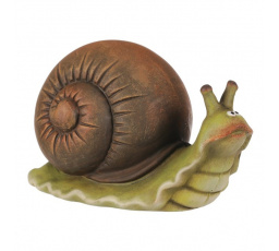 Šnek - keramická figurka, vel. L, zeleno-hnědý