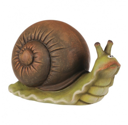 Šnek - keramická figurka, vel. L, zeleno-hnědý