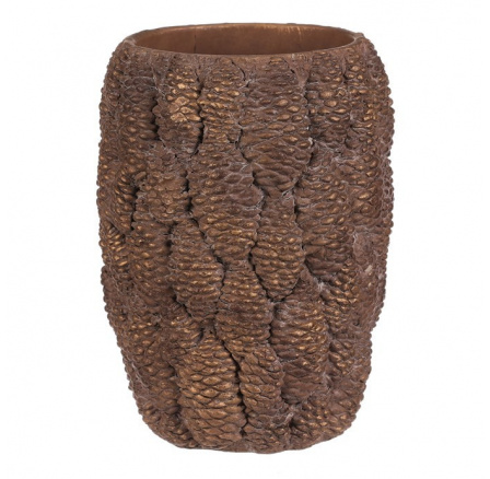 Váza betonová - vzor šišek, vel. M, hnědo-zlatá
