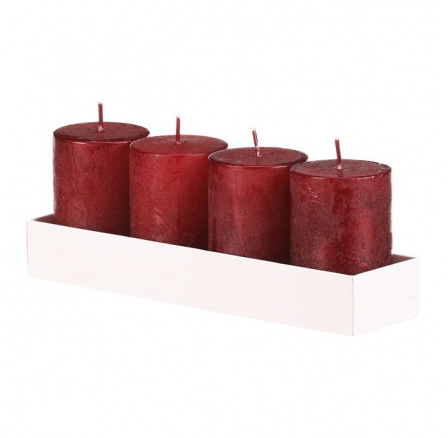 Svíčka adventní - parafín, červená, cena za balení (4 ks)
