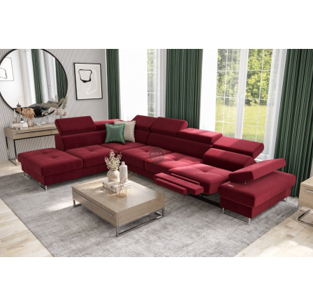 Rohová sedací souprava GALAXY , relax s funkcí spaní 225X350 cm - červená , levá Rohová sedací souprava GALAXY , relax s funkcí spaní 225X350 cm - červená , levá