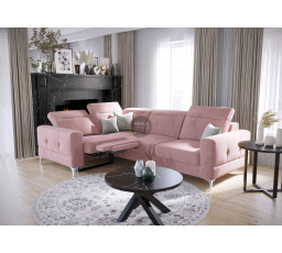 Rohová sedací souprava MALIBU , relax s funkcí spaní 185x250 cm - levá, růžová