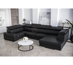 Rohová Kožená sedací souprava s funkcí spaní ROYAL MAX I 210x375x185 - Levá strana, přírodní kůže - Vyberte si vlastní barvu