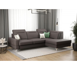 Rohová sedací souprava MALIBU MINI přírodní kůže 180X250 - kůže tmavě šedá , pravá
