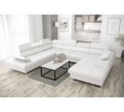 Rohová sedací souprava GALAXY MAX I s funkcí spaní 280x350x225 bílá ekokůže MT920 - Rychlé doručení