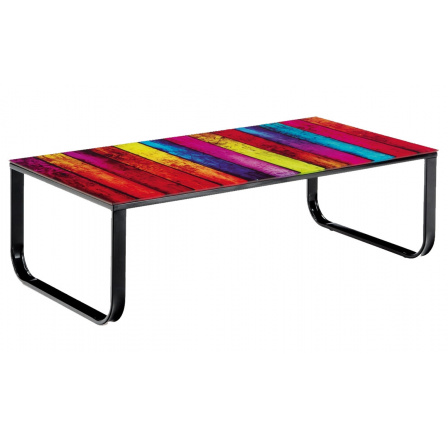 Konferenční stolek BA-7-Rainbow / sklo duha+černý kov