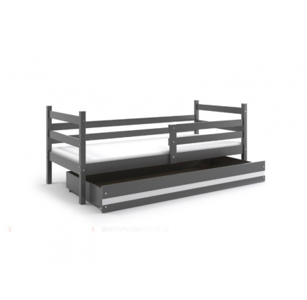 Postel z masivu pro 2 děti ERYK 2 - Grafit/Bílá