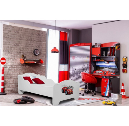 Postel s matrací AMADIS CAR ZIGZAG 160x80 Bílá