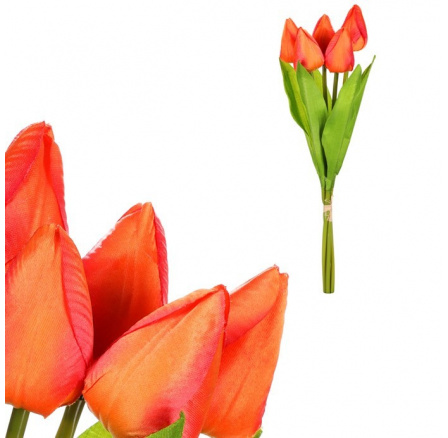 Tulipán - umělá kytice, 7 květů, barva oranžová