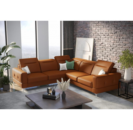 Rohová sedací souprava MALIBU MAX 250x250 přírodní kůže - levá, Oranžová kůže Rohová sedací souprava MALIBU MAX 250x250 přírodní kůže - levá, Oranžová kůže