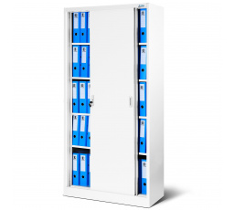 Kancelářská kovová skříň s posuvnými dveřmi KUBA, 900 x 1850 x 400 mm, bílá