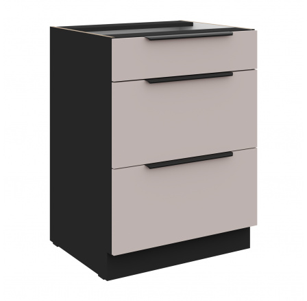 Dolní skřínka ARONA - 60 D 3S BB, Černá mat/Kašmír