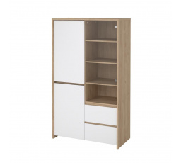 Vitrína Nerea 317, jackson hickory/bílý lesk