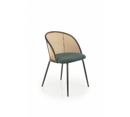 Jídelní židle K508, Tmavě zelená/Ratan/Černá