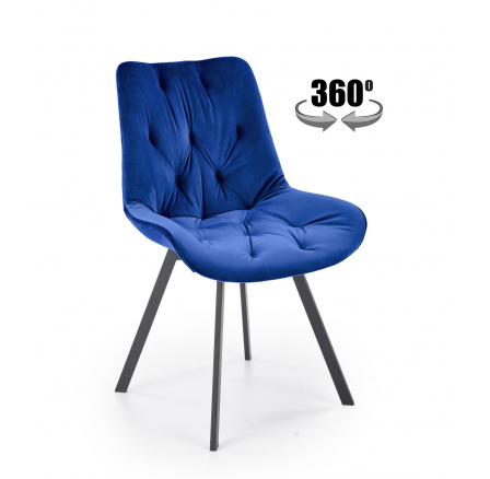 Jídelní otočná židle K519, Modrá/Černá