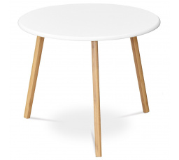 Stůl konferenční 60x60x50 cm,  MDF bílá deska,  nohy bambus přírodní odstín