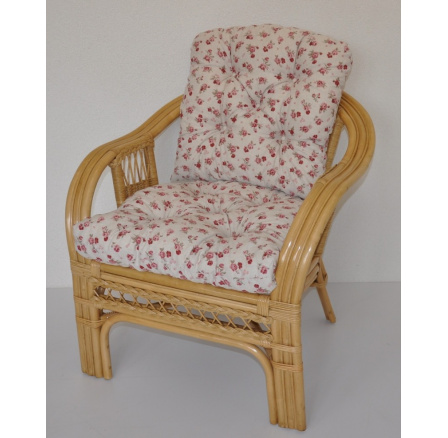 Ratanové křeslo Rio De Janeiro medové - polstr motiv růže Ratanové křeslo Rio De Janeiro medové - polstr motiv růže