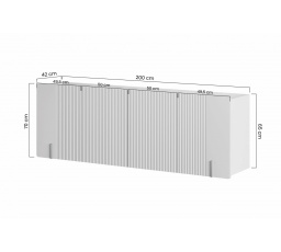 Závěsná komoda Malmi 200 cm - kašmír / crema bianca / černá