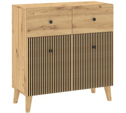 Komoda BERLIN 2D2S, Dub Artisan/Černá