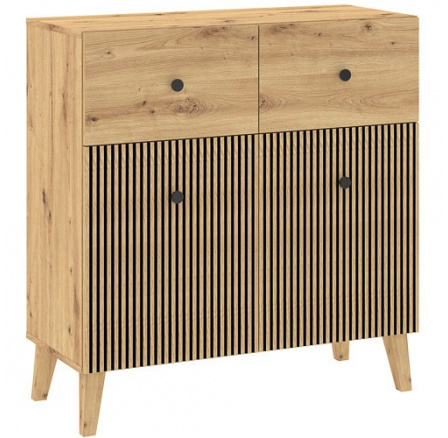 Komoda BERLIN 2D2S, Dub Artisan/Černá