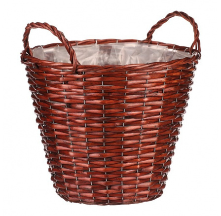 Košík proutěný - obal na květiny, kulatý, tmavě hnědý