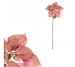 Vánoční růže - umělý květ na stonku, barva růžová