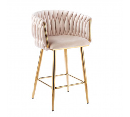 Barová židle velvet béžová zlatý rám H7-FXJG G