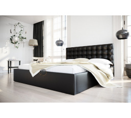 Postel LOFT - 140x200, Kovová na plynových zvedácích, černá eko kůže