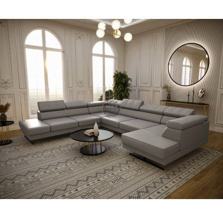 Rohová sedací souprava EMPORIO MAX II 300X350X180 přírodní kůže - šedá kůže , levá