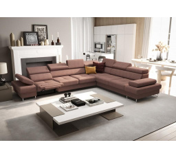 Rohová sedací souprava s funkcí spaní a relaxace GALAXY MAX 350x280 cm - starorůžová ,pravá