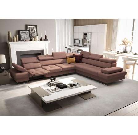 Rohová sedací souprava s funkcí spaní a relaxace GALAXY MAX 350x280 cm - starorůžová ,pravá Rohová sedací souprava s funkcí spaní a relaxace GALAXY MAX 350x280 cm - starorůžová ,pravá