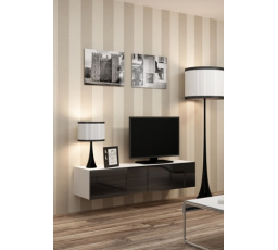 Tv komoda VIGO RTV 140, bílá/ černý lesk