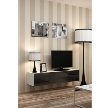 Tv komoda VIGO RTV 140, bílá/ černý lesk