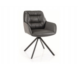 Jídelní židle otočná SPELLO, šedá ekokůže/černý mat