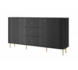 Komoda se zásuvkami Vesper 160 cm - černá / zlaté nohy
