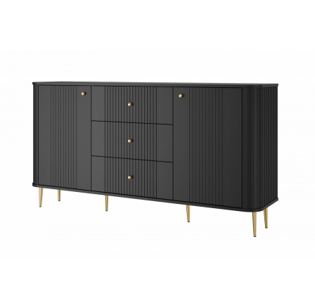 Komoda se zásuvkami Vesper 160 cm - černá / zlaté nohy