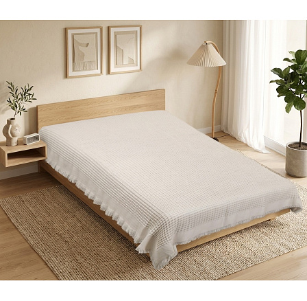 Vaflový přehoz na postel dvoulůžkový 240x220 cm béžový Vaflový přehoz na postel dvoulůžkový 240x220 cm béžový