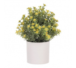 Tráva kvetoucí v bílém obalu - umělá, žluté květy
