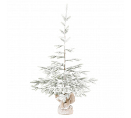 Stromek v jutovém obalu - umělý smrk, 120 cm, zasněžený