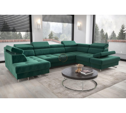 Rohová sedací souprava GALAXY MAX II s funkcí spaní 210x350x165 - zelená , pravá
