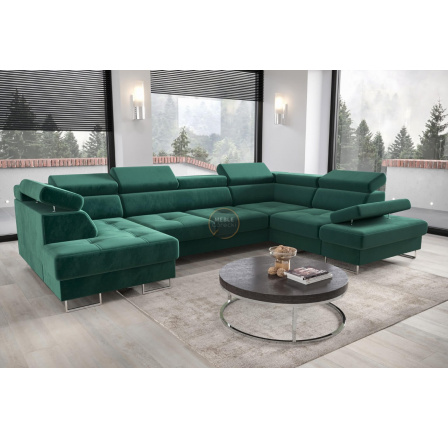 Rohová sedací souprava GALAXY MAX II s funkcí spaní 210x350x165 - zelená , pravá Rohová sedací souprava GALAXY MAX II s funkcí spaní 210x350x165 - zelená , pravá